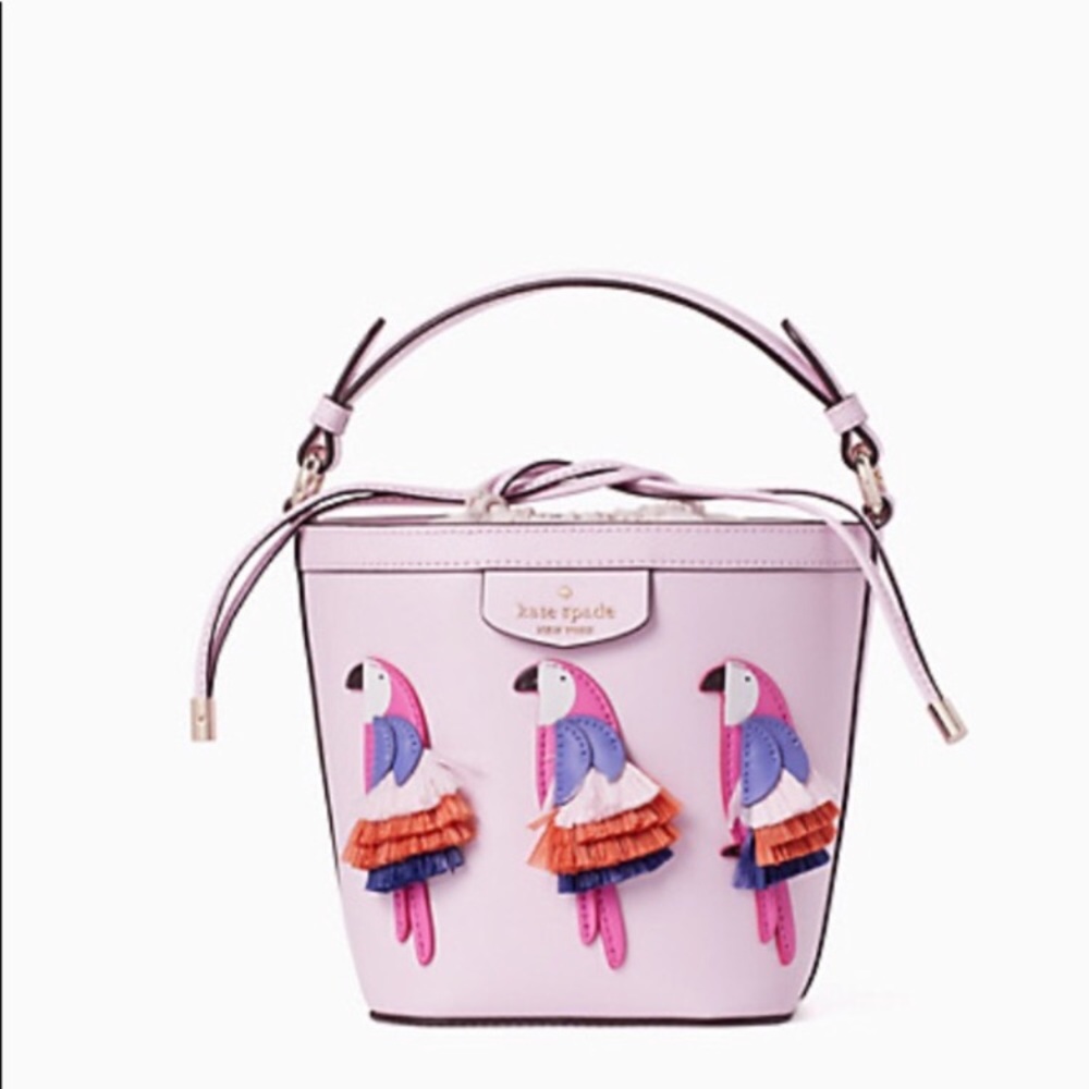 NWT Kate Spade Pippa Flock Party Bird Bucket Bag
